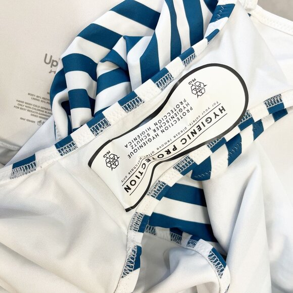 UpWest Henley One Piece Swimsuit NWOT Blue White Striped Scoop Back Size Medium - Picture 5 of 5